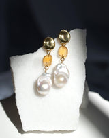 November | Citrine Birthstones x Pearls Earrings